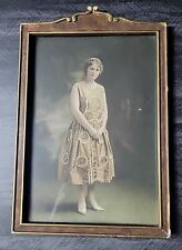 Beautiful Antique Hand Tinted Photo Woman Stunning Dress Picture Frame Art Deco picture