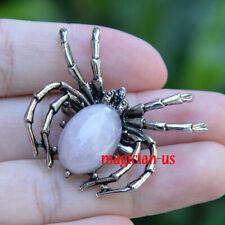 Natural Stone Bead Energy Reiki Chakra Spider Luck Amulet Pendant Brooch picture