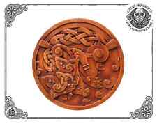 Wooden carved plaque, Celtic knotwork animal design, Norse Wall Hanging,Viking picture