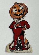 Vintage Halloween Standup Card, Jack-O And Black Cat, Beistle picture