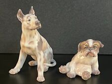 RARE Dahl Jensen Denmark Porcelain Small Figurine Of a Pekingese Dog and Grand D picture