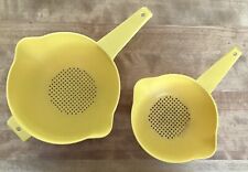 Two VTG TUPPERWARE Bright Yellow Handled Strainers/Colanders: #1200-7 & #1523-4 picture