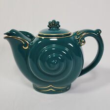 Vintage Hall Nautilus Tea Pot 6 Cup #0660 Teal Green Gold China Antique Art Deco picture