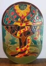 Vintage Hand Painted Wood Laser Wall Art Garden of Eden Snake In Tree  14x9 In  picture