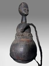 African Tanzanian Medicine Vessel w/ removable figural top 10” tall on stand picture