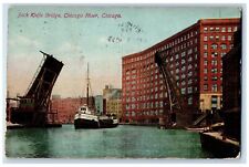 1911 Jack Knife Bridge Chicago River Steam Ship Chicago Illinois IL Postcard picture
