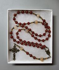 Large One Of A Kind Hand Crafted Rosary Made With Orange Carnelian And Fire... picture