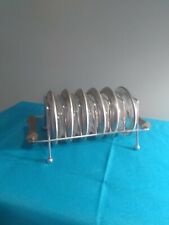 Vintage Glass and Silverplated Round Coasters Set of 6 in Rack picture