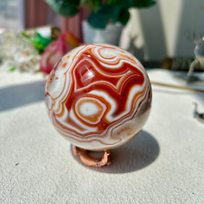 670g Banded Agate Round Eye Red Carnelian Quartz Crystal Sphere 79mm 1th picture
