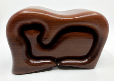 Handcrafted Native Redwood Whale Puzzle Hidden Trinket Box 6.5