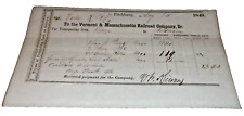 AUGUST 1849 VERMONT & MASSACHUSETTS B&M FREIGHT RECEIPT picture