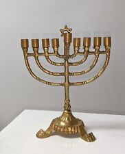 Vintage Israel Jewish Small Menorah Bronze picture