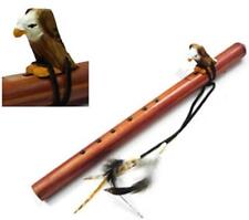 large WOOD FLUTE WITH carved wooden EAGLE wild animal picture