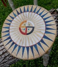 **AWESOME OLD  VINTAGE NATIVE AMERICAN BUFFALO HIDE DRUM SONJA HOLY EAGLE  * picture