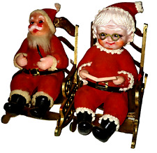 Vintage Christmas Kitschy Santa Claus and Mrs Clause in Rocking Chairs picture