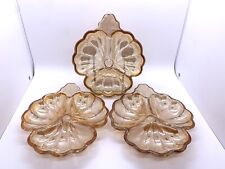 Vintage Jeannette Marigold Carnival Glass Clover Candy Nut Dish Bowl Set of 3 picture