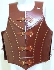 Medieval Brown Leather warrior Armor jacket costume larp Rustic Vintage Home picture
