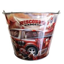 NCAA Wisconsin Badgers Wrap Design Metal 5QT Beer Ice Bucket Tailgates Man Caves picture