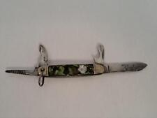 Utica Girl Scout Knife 4 blade 1930s Featherweight Green Marbleized Handle picture