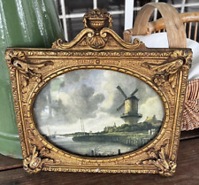 Beautiful Antique Ornate Gold Gilt Carved Frame ~ 8x10 ~Dutch Windmill Print picture