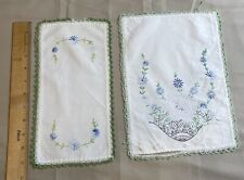 Antique White Table Scarf Set Of 2 - Handmade  With Crocheted Edge picture