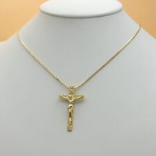 14K Gold Plated Jesus Christ Crucifix Cross Pendant Necklace Chain Oro laminado picture