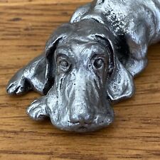 Ricker Pewter Hound Dog 1976 Lazy Relaxing Handcrafted Made In USA picture
