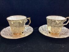 Elizabethan England Gold Cup & Saucer 50th Anniversary Pair picture