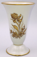Vintage Lindner Kueps Bavaria White Vase Golden Lily West Germany 83/26 picture