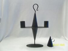 Vintage Black Wrought Iron Candle Holder W/Snuffer picture