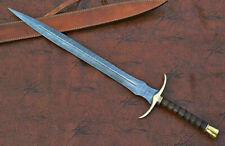 Viking Ranger Sword' Battle Ready, DAMASCUS STEEL Full Tang Brass Guard 31Inches picture
