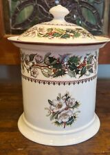 Spode Christmas Rose Cookie Biscuit Jar Bone China England picture