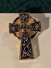 Elegant Gold Celtic Cross Lapel Pin Irish Souvenir  - NEW St. Patrick's Day picture