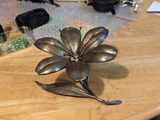 Brass Flower With Removable Individual Ashtray Petals Vintage picture