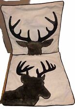 Pair Zip Pillow￼ Covers With Fur Deer 17” x 17”￼ Home Decor Fun picture