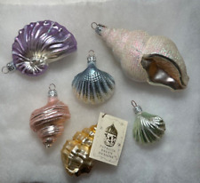 6 PIECE SET Patricia Breen Glass SEASHELL Ornaments WALK ON THE BEACH VTG 9750 picture