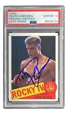 Dolph Lundgren Signed Rocky IV Ivan Drago Trading RP Card PSA/DNA Gem MT 10 picture