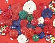 Vintage Bright & Colorful Lot Buttons Lot Mixed Variety Red Paisley picture