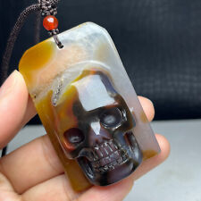 68g Natural Crystal Specimen. Agate. Hand-carved. The Exquisite Skull Pendant.QD picture