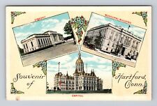 Hartford CT-Connecticut, Capitol, Library, Municipal, Antique, Vintage Postcard picture