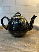 Vintage Hall China Black French Gold Label Daisy Design Six Cup Teapot 050 picture