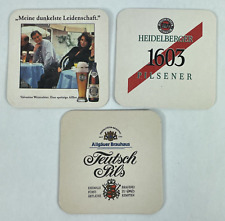 Vintage Lot of 3 German Beer Coasters Heidelberger Pilsener Valentins Weizenbier picture