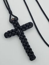Black Knotted Cord Cross Orthodox Prayer Rope Knot Macrame Necklace Soft Serbian picture