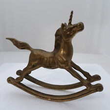Vintage Solid Brass Rocking Horse Sculpture Figurine Animal Statue Equestrian 6