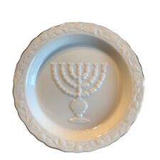 LENOX Judaica Menorah Chanukah Plate Sabbath Trinket 24K Gold Soap Candy Dish picture