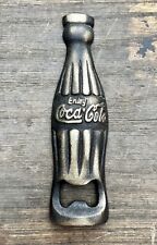 Coca-Cola Faux Brass Bottle-Shaped 5” Long Cast Iron Soda Bottle Opener picture