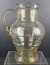 Vintage Ribbed Yellow Glass Pitcher Drink Server Kitchen Home Decor ~ 10