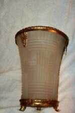 ANTIQUE FRENCH FILIGREE ORMOLU SATIN GLASS VASE ETCHED PLAID GRID MAKER UNKNOWN picture