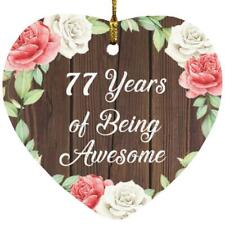 77th Birthday 77 Years Of Being Awesome - Heart Ornament A picture
