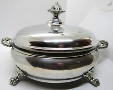Vintage Colonial Pewter by Boardman 142, Lidded Glass Casserole with Stand. picture